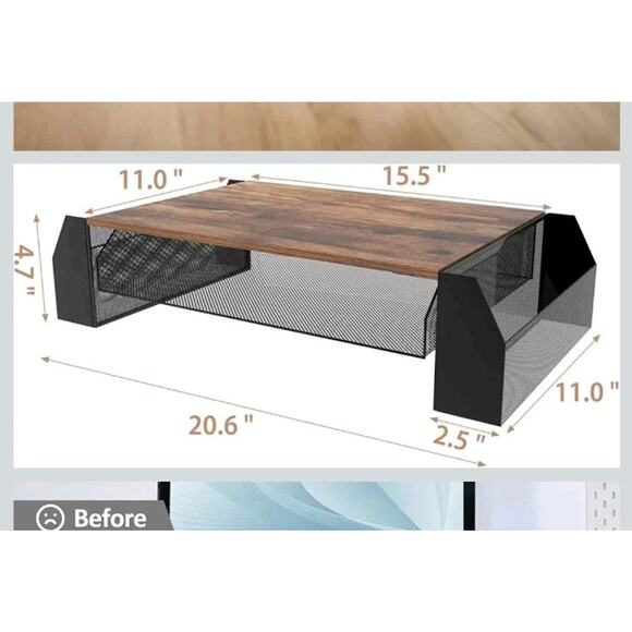 Trwcrt Metal Desk Monitor Stand Riser with Drawer and Pen Holder for... - Picture 3 of 7